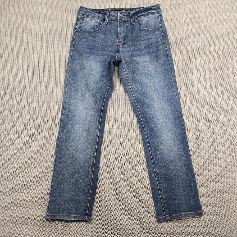 Lee Jeans Boys 12 Blue Denim Skinny Fit Straight Leg Adjustable Waist Zip Fly